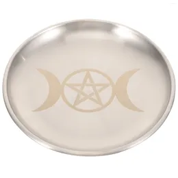 Bougeoirs pentagram conique rituel assiette à plat bol plat bol à brûlage du cercle offrant des bijoux en métal fruit collation alimentaire