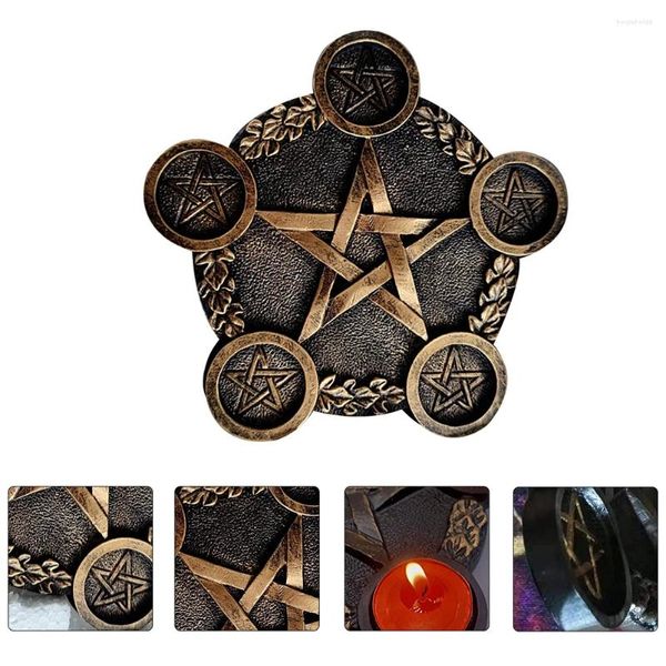 Bougeoirs Pentagramme Photophore Vintage Pentacle Étoile Bougeoir En Métal Bougeoir Plaque