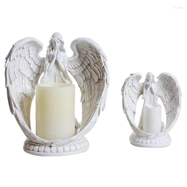 Bandlers Practical Creative Resin Angel Figurines Electronic Candlestick Crafts Home Decor Miniature Holder Ornements Weddin