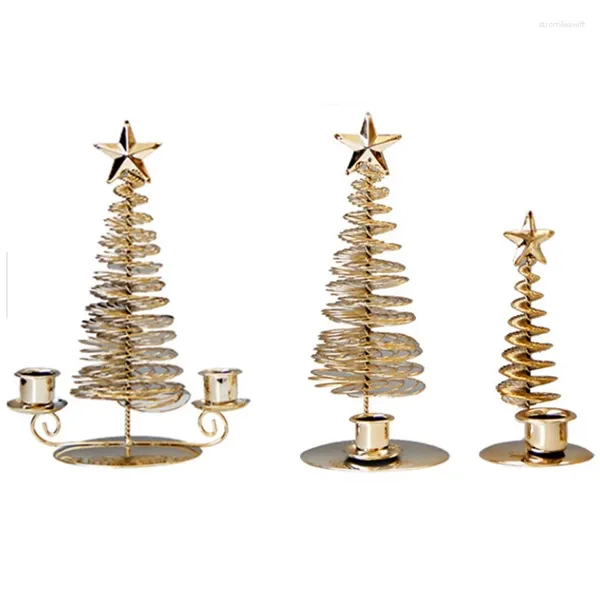 ¡Promoción de candelabros! 3 unids/set candelabro de decoración del hogar soporte de árbol de Navidad de pino de Metal