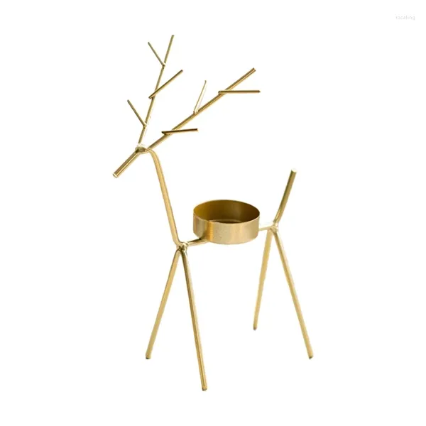 Bougeoirs Q0KF Solder de Noël Whited Iron Tree Five Angles Star Elk Candlestick pour la décoration de maison anniversaire