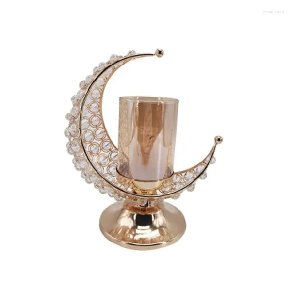 Candlers Ramadan Candlestick Moon en forme de support en forme de support pour Eid Mubarak Candlestand Decoration Home Decoration Ornements de bureau