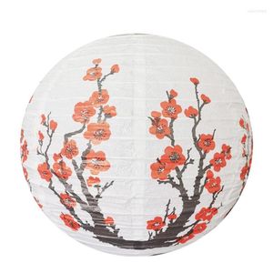Kandelaars Red Cherry Flowers Paper Lantaarn Wit Ronde Chinese Japanse Lamp voor Home Wedding Party Decoratie