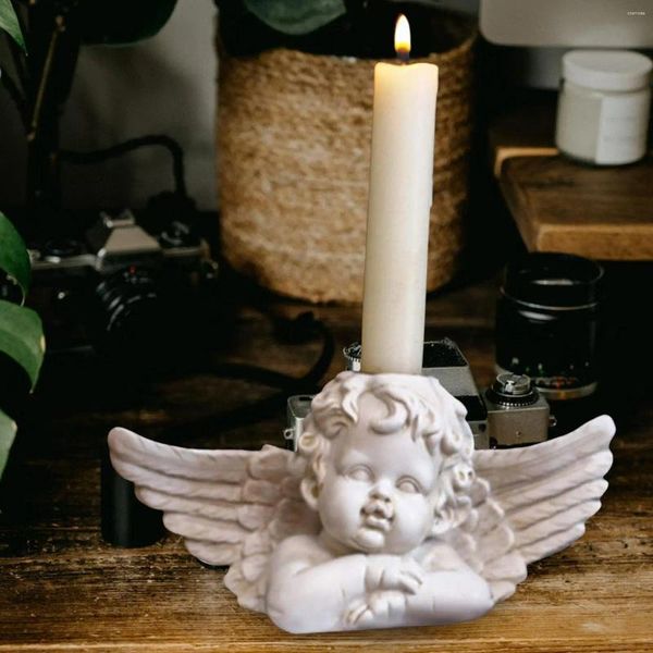 Candlers Resin Angel Holder Candlestick Decor Sculpture chérub Figurine For Garden Birthday Baby Shower Centorpiece Restaurant