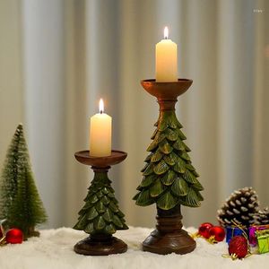 Candlers Resin Christmas Tree Holder Figurines Decoration Candlestick Craft Home Interior salon décor de bureau