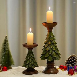 Bandlers Resin Holid Tree Holder Figurines Décorations Candlestick Craft Home Interior Living Room Decor