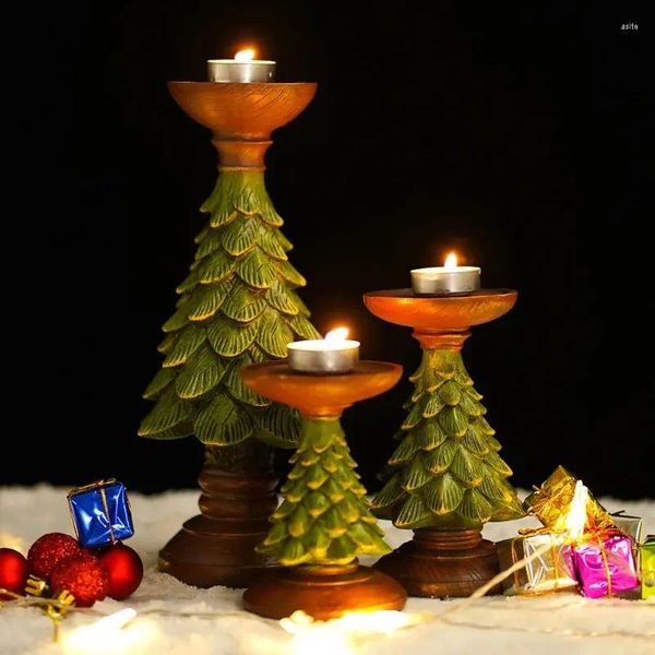 Candelabros de resina para árbol de Navidad, figuras decorativas, candelabro, artesanía, Interior del hogar, sala de estar, decoración de escritorio