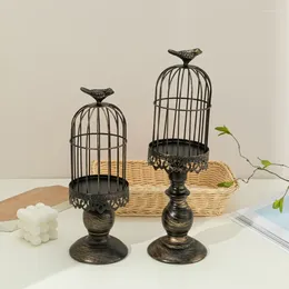 Candlers Retro Bird Cage Holder Metal Iron Iron Art Candlestick Luxury Romantic Wedding Party Home Tables Centres Decoration