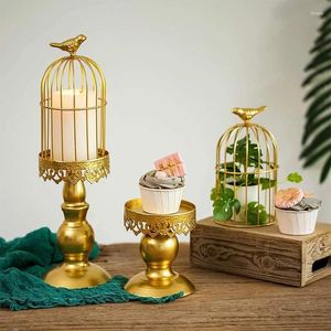 Candlers Retro Bird Cage Holder Metal Iron Iron Art Candlestick Luxury Romantic Wedding Party Table de table de table Centres Decoration Artisanat