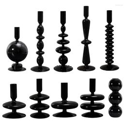 Castiçais Retrô Vidro Preto Casa Festa de Casamento Candelabro Decoração Vasos de Mesa Enfeites Acessórios Perfumados