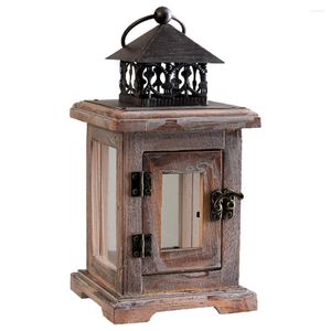 Bougeoirs rétro chandelier lampe à vent délicate lanterne en bois fourniture de lumière support de bureau en bois décoratif