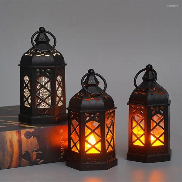 Candelabros Retro Lámpara de escritorio Atmósfera Decoración Regalo creativo Hexagonal Viento Led Portátil Pequeño Caballo