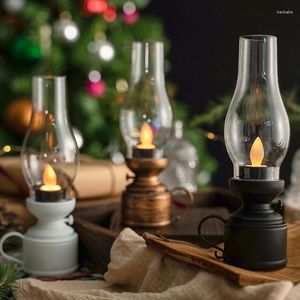 Kandelhouders retro flameless geleid voor thuis kerstfeest bruiloftdecoratie elektronische batterij-kracht teenaarslicht kaarsen ornamenten