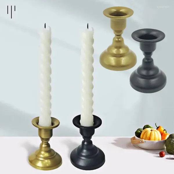 Candelabros Retro geométrico Mini candelabro de doble uso decoración del hogar de hierro forjado dorado estilo europeo