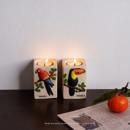 Partidos de velas Retro pintados a mano Toucan Patrón de cerámica Adornos de cerámica Craft de decoración de cera de estilo americano
