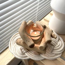 Candelas Retro Ins Nordic Driftwood Candlestick Estilo pastoral Creativo Minimalista Decoraciones suaves Mesa de comedor moderna