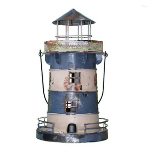 Bandlers Retro Lighthouse Home Decor Handmade Craft Mediterranean Whited Fer Candlestick Creative Nostalgic Decoration