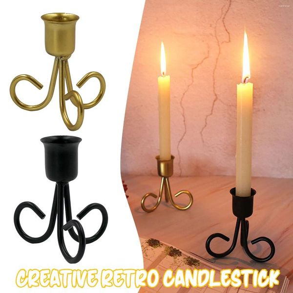 Bandlers Retro Metal Candlestick Holder Wedding Party Vintage Style Desktop Adorment Home Handy