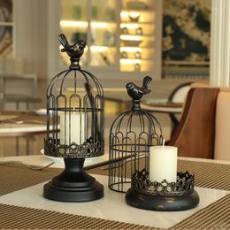 Kaarsenhouders retro metaalhouder Iron Art Bird Cage Candlestick ornamenten romantische kaarslicht diner rekwisieten bruiloftdecoratie