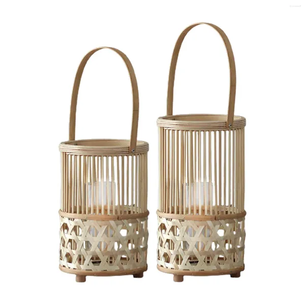 Bandlers Retro Rattan Natural Lanterne avec décoration de poignée solide et décor de table durable Belle collection de maison Design creux