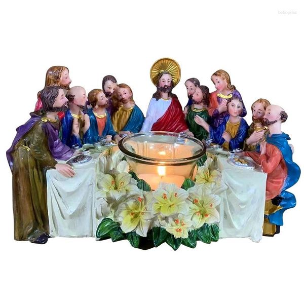 Bandlers Retro Résine Jésus Statue Holder Creative Sacred Christian Home Decor Ornement Style européen Candlestick