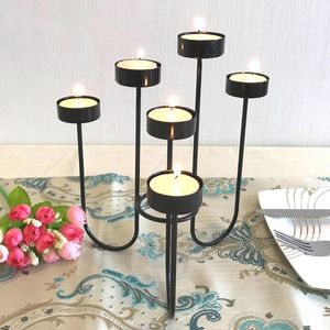 Kandelaars Retro Simple Black Metal Luxe Nordic Lantern Romantisch Centerpieces voor bruiloften Woondecoratie CC50YH