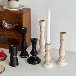 Kaarsenhouders Romeinse pilaarhouder Natural Wood Light Stick Stick Stand Wedding Party Candlestick Table Centerpieces