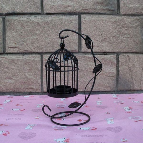 Bougeoirs romantique européen mariage oiseau Cage en fer forgé chandelier lanterne lampe décor pour dîner maison O06 21 goutte