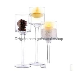 Kandelaars Romantisch Glas Eenvoudige Bruiloft Decoraties Elegant Ideaal Diner Bar Cup Feesttafel Kandelaars Drop Delivery Thuis Gar Dhrho