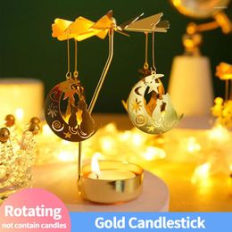 Kandelaars Romantische Gouden Kandelaar Roterende Metalen Houder Voor Bruiloft Bar Party Decoratie Tafelstandaard Accessoires Cadeau