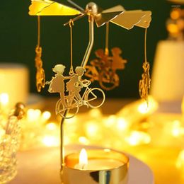 Candlers Romantic Gold Rotation Rotation Chandelier Spinning Carrousel Tea Light Metal Solder pour Noël Décoration de table de fête de mariage