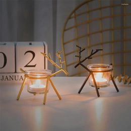Bandlers Romantic Iron Art Elk Holder Candlestick for Home 2024 Happy Year Gifts Nordic Desk Desk Stand Table Decor