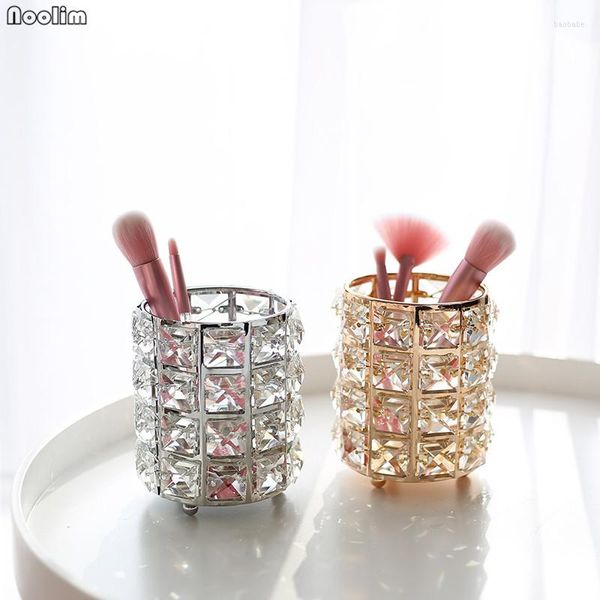 Bougeoirs romantique nordique porte-cylindre cristal bureau maquillage brosse crayon conteneur support en métal pour la décoration de mariage à la maison