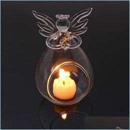 Bougeoirs Romantique Transparent Ange De Noël Suspendus Photophore En Verre Terrarium Globe Chandelier Bar Décor Goutte Dhcqh