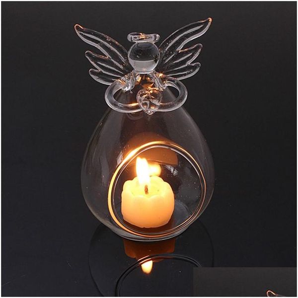 Bougeoirs Romantique Transparent Ange De Noël Suspendus Photophore En Verre Terrarium Globe Chandelier De Mariage Bar Décor Drop Dhvth