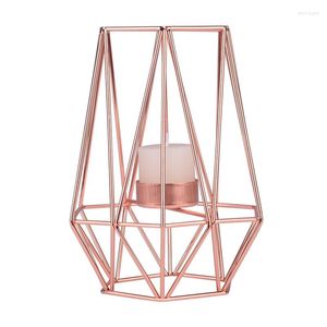 Kandelaars Rose Gold Geometric Iron Art Modern Simple Creative Design Candelabra Gifts Kaarsenhouder Christmas Decor EC50LL