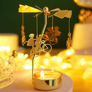 Kaarsenhouders roterende houder gouden legering bladeren carrousel kandelaars voor bruiloftsparty tafel centerpieces Kerstmis