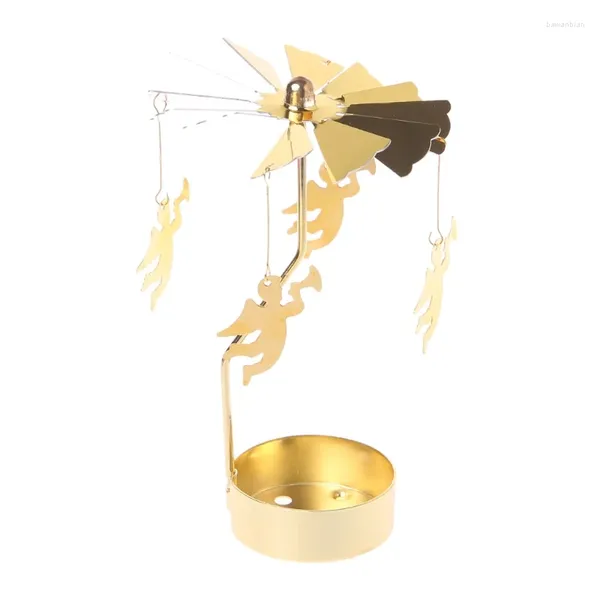 Bougeoirs rotatifs en métal, chandelier romantique, ornement pour fête de mariage, décor de Festival de noël
