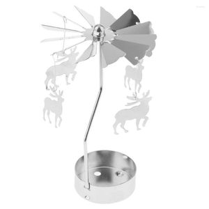 Bougeoirs Rotation Night Light Tea Support Fairy Christmas Wedding Centropiece Home Decor Ornement Ornema Gift-Silver