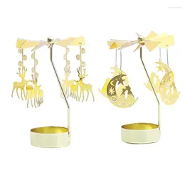 Candelabros giratorios, linterna giratoria perfumada con bandeja, candelabro romántico de cielo estrellado Tro-jan para decoración del hogar de mesa
