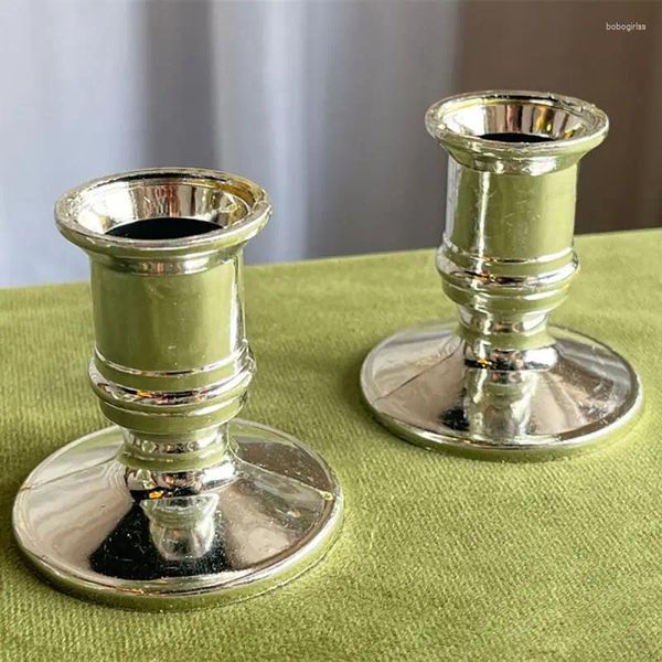 Bougeoirs ronds pour fête, élégant, à la mode, lisse, moderne, conique, décoration de Table, Base argentée