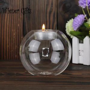 Kaarsenhouders Round Light Hollow Bauble Ball Clear Glass Tea Candlestick Dining Home Garden Decor BETEKENDE VOLIGHEIDSCHUWEN