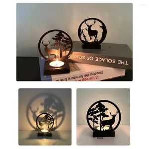 Kandelaars Rustieke Houder Elanden Kandelaar Feestelijke Kerstornament Voor Warme Huisdecoratie Desktop Decor Kamer Wax