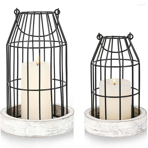 Bougeoirs rustique fil métal Cloche lanterne décorative Vintage Cage moderne ferme décor pour cheminée table à manger