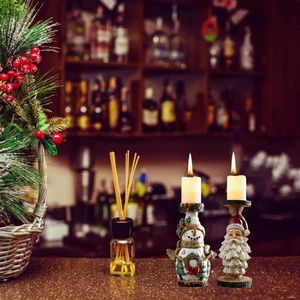 Candle Houders Santa Claus Candlestick Hars Woondecoratie Desk Decoraties Ambachten Geschenken Kerstfeest