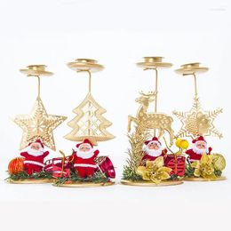 Candlers Santa Claus Snowflake Star Candlestick Desktop Ironder pour les ornements de table d'accueil Décoration de la fête de l'année de Noël