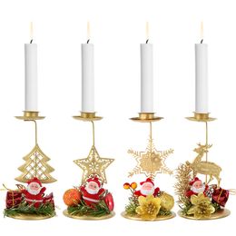 Kandelaars Kerstman Sneeuwvlok Ster Kerststok IJzeren ornament Cadeau Desktop Metalen houder voor kersttafeldecoratie 221108