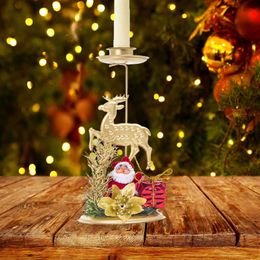 Candelabros de Santa Claus de hierro forjado, soporte de Navidad, mesa, decoración de fiesta en casa, candelabro, decoraciones de fondo de escritorio
