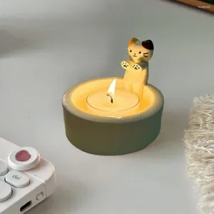 Bougeoirs porte-bougie parfumé Adorable chat de dessin animé pour chambre cuisine salle de bain résine chaton chandelier avec noël