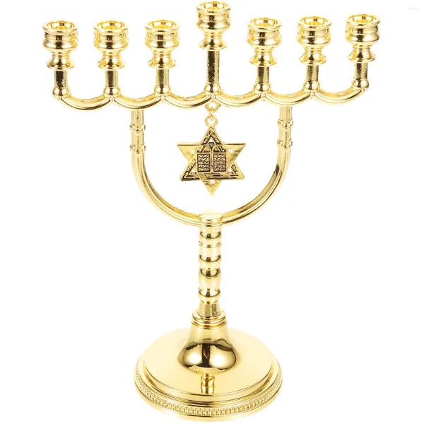 Candelabros de siete cabezas, soporte para candelabros, Menorá alta, mesa de comedor, exhibición, Menorahs para Janucá, vacaciones, Metal, Hanukkah